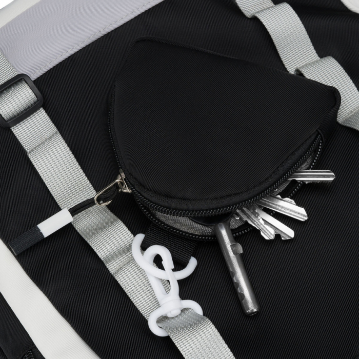 Ghiozdan școlar alb-negru din poliester cu o husă suplimentară practică - Peterson PTR-PTN 8603-1310 BLACK [20]