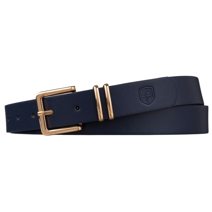 Curea îngustă de damă din piele ecologică bleumarin cu cataramă aurie - Peterson PTR-PTN STU-15G1 [2]