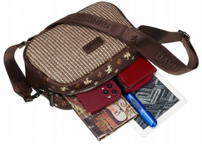 Geanta messenger de dama mica din piele ecologica - David Jones PTR-6875-1 BRO [7]