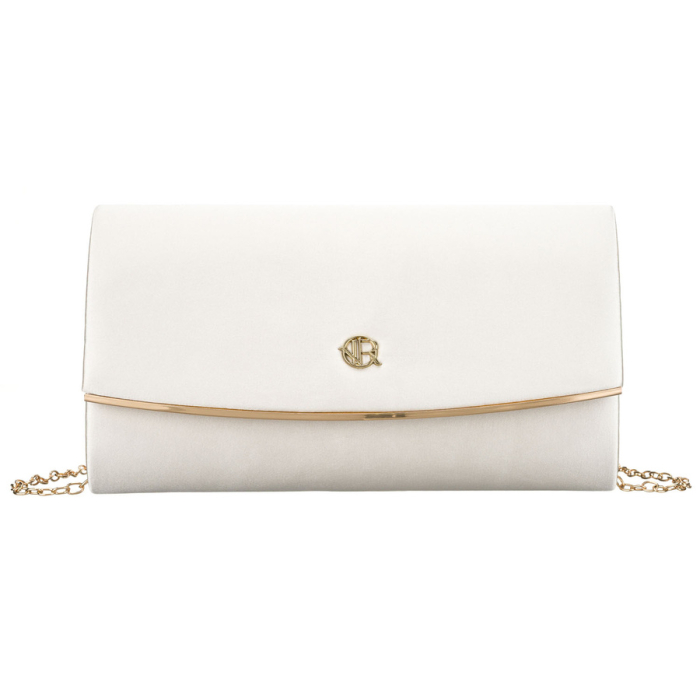 Geantă tip clutch de damă din material sintetic alb, suspendată cu lanț - Rovicky R-XS028-3-0665 WHITE [2]