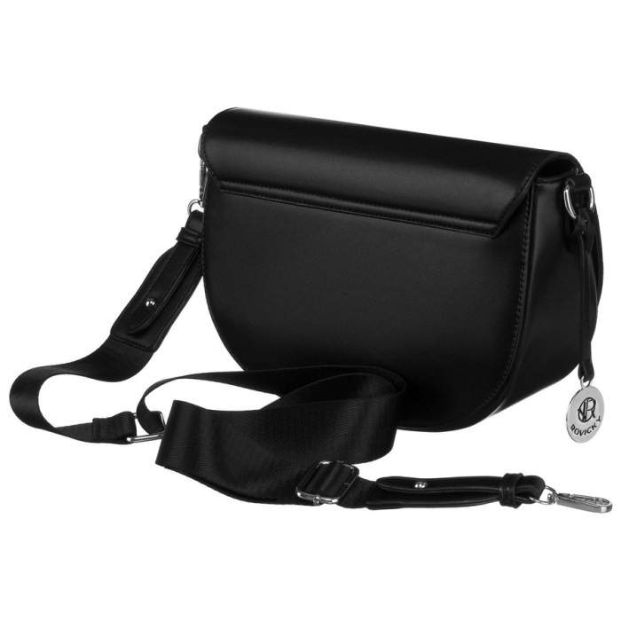 Geantă de damă la modă, cu clapă, din piele ecologică, de culoare neagră - Rovicky [3]