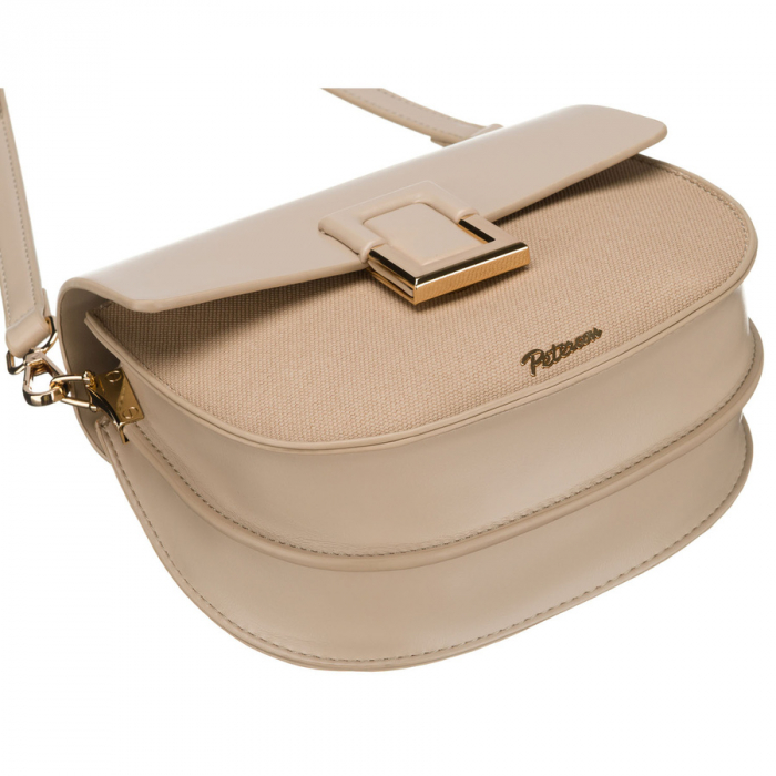 Geantă de damă bej în formă de potcoavă, cu închidere cu clip magnetic - Peterson PTR-PTN PIWONIA BEIGE [9]