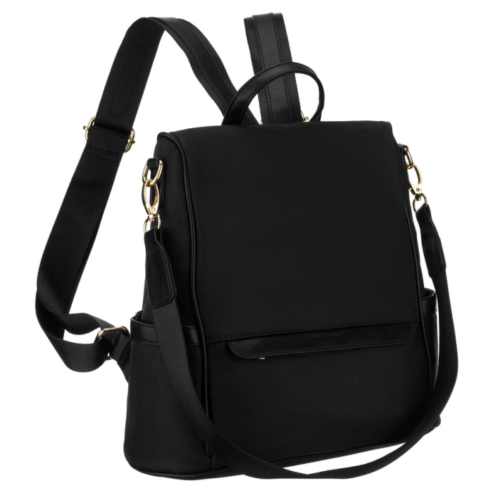 Rucsac negru de damă din nailon și piele ecologică cu bretele reglabile - Peterson PTR-PTN JN-12-0191 BLACK [1]