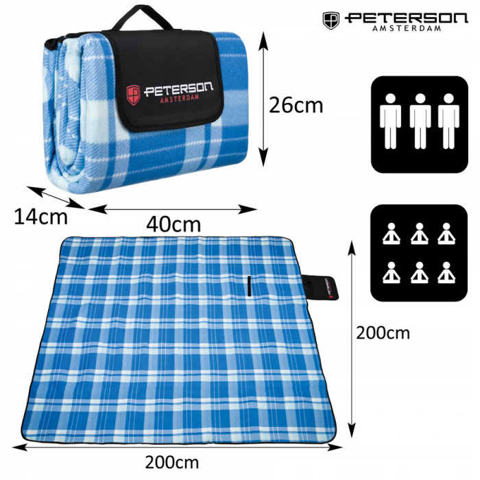 Pătură de picnic din material textil cu izolație impermeabilă - Peterson PTR-PTN KOC1-8309 BLUE [3]