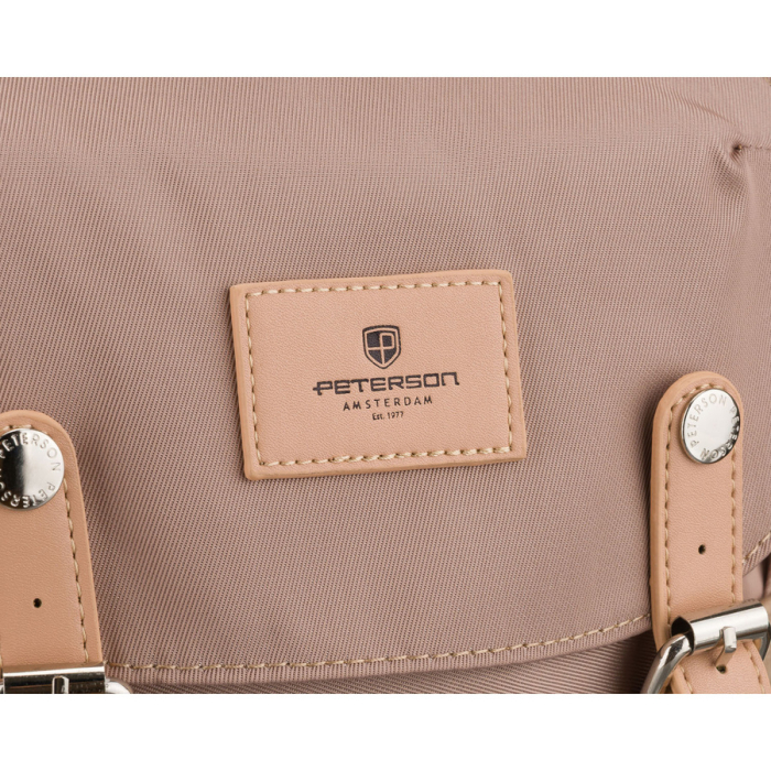Rucsac bej, mare, pentru femei, confecționat din poliester și piele ecologică - Peterson PTR-PTN GAMMA BEIGE [6]