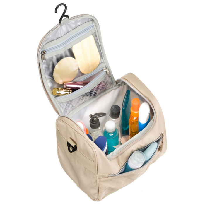 Geantă practică de cosmetice de călătorie din material sintetic, de culoare bej - Peterson PTR-PTN 24463-3957 BEIGE [7]