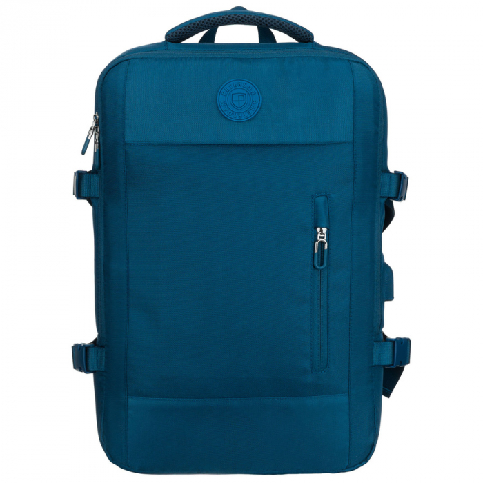 Rucsac de călătorie albastru, perfect pentru bagajul de mână și echipat cu curele de compresie - Peterson PTR-PTN 24421-5104 BLUE [5]
