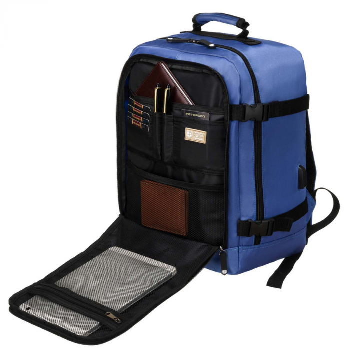 Rucsac de voiaj din poliester impermeabil de culoare albastra cu bretele reglabile - Peterson PTR-PTN APP-6684 BLUE [13]