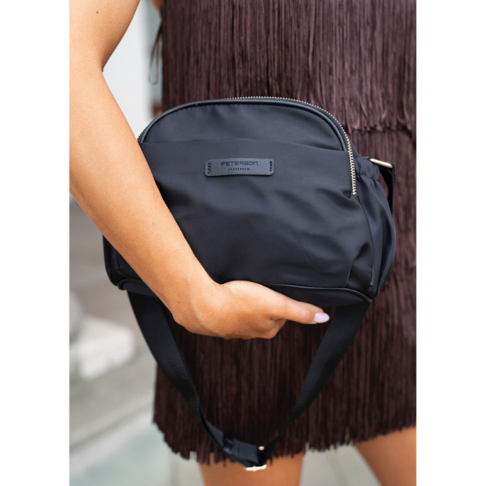 Geantă de damă din nylon, neagră, cu un singur compartiment și șase buzunare - Peterson PTR-PTN JN-15-0337 BLACK [7]