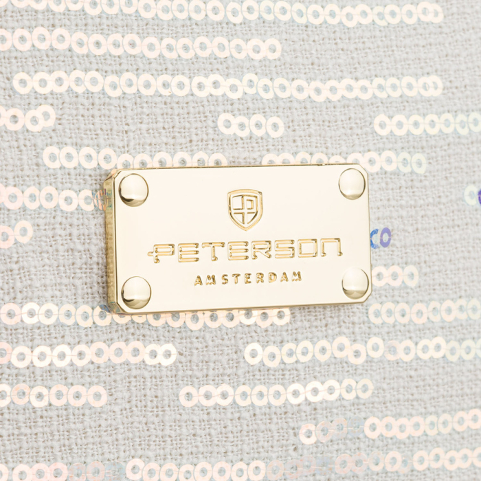 Geantă cosmetică albă din material sintetic, decorată cu paiete, prevăzută cu un mâner confortabil - Peterson PTR-PTN KOS-DA-18-3521 W [4]