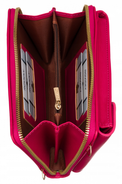 Mini portofel-poșetă 2în1 cu o curea lungă, detașabilă - 4U Cavaldi PTR-M-16-1392 MAGENTA [6]
