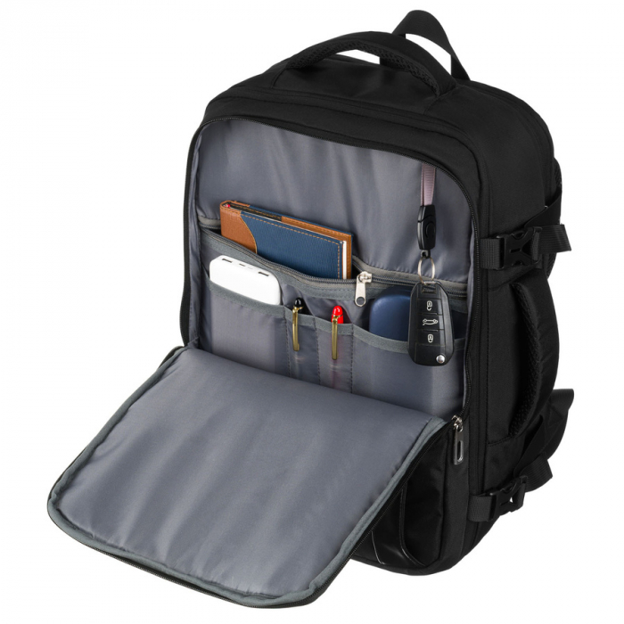Rucsac negru de călătorie cu spațiu pentru laptop, perfect pentru bagajul de mână în avion - Peterson PTR-PTN 24403-6935 BLACK [16]