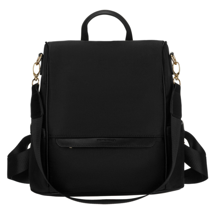Rucsac negru de damă din nailon și piele ecologică cu bretele reglabile - Peterson PTR-PTN JN-12-0191 BLACK [4]