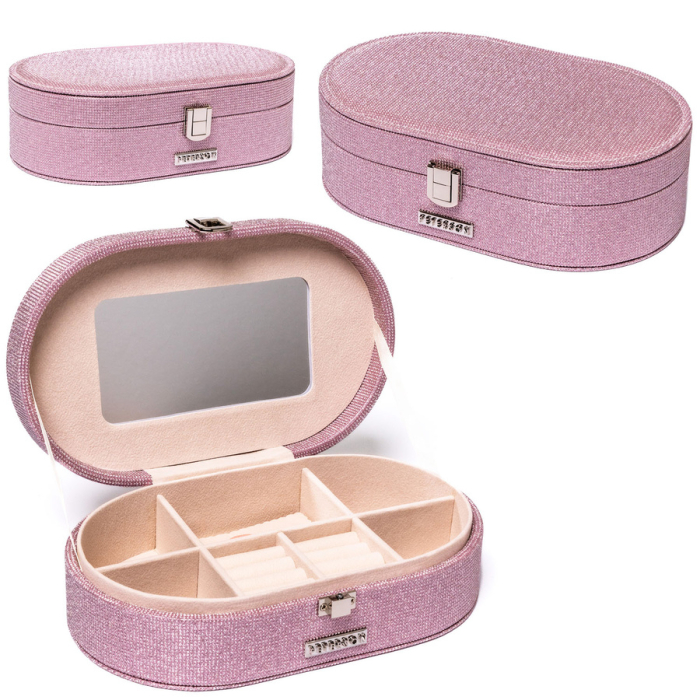 Cutie de bijuterii roz cu oglindă încorporată - Peterson PTR-PTN SZK-12-5967 PINK [1]