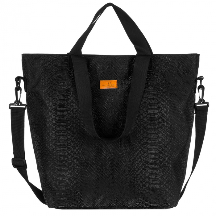 Geantă mare de damă, din poliester negru cu model animal - Rovicky PTR-R-TZ15605-2479 BLACK [2]