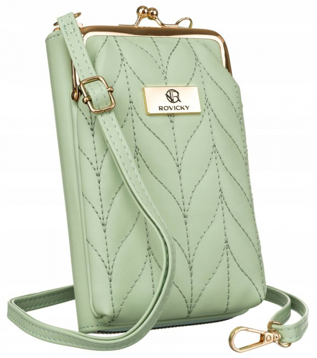 Geanta de mana mini de dama de culoare verde cu curea detasabila si reglabila - Rovicky PTR-R-MBV-03-6212 GRE [1]