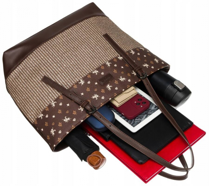 Geantă shopper mare de damă cu mânere reglabile - David Jones PTR-6875-4 BRO [6]