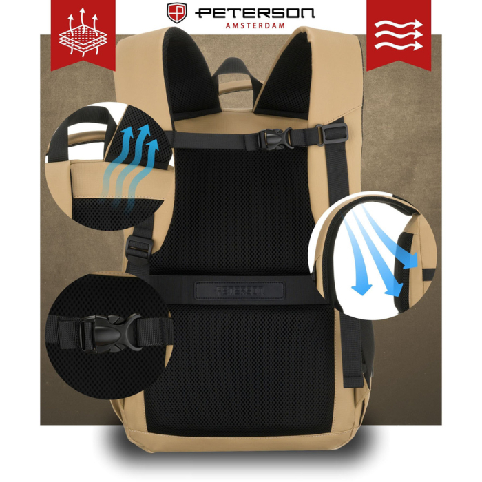 Rucsac de călătorie mare, kaki, cu spațiu pentru laptop, două compartimente - Peterson PTR-PTN HY242-7055 KHAKI [7]