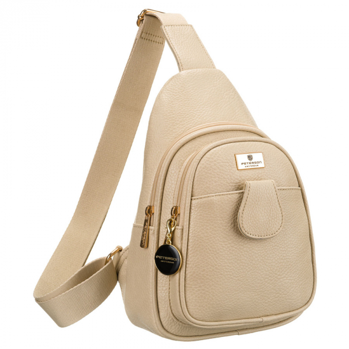 Geantă crossbody bej pentru femei, la modă și funcțională, confecționată din piele ecologică Peterson PTR-PTN SSY-1-F19 D.BEIG [2]
