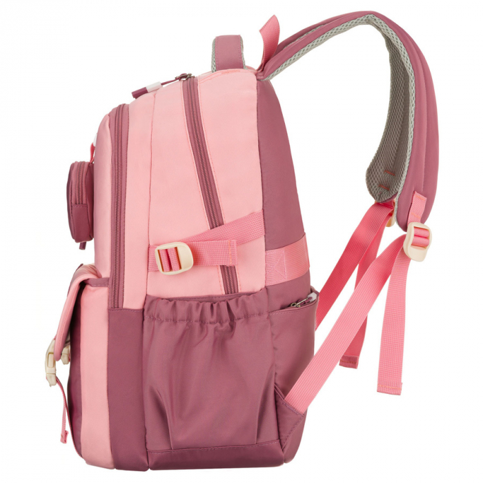 Rucsac școlar spațios din poliester roz, cu bretele reglabile - Peterson PTR-PTN 8610-1327 PINK [4]