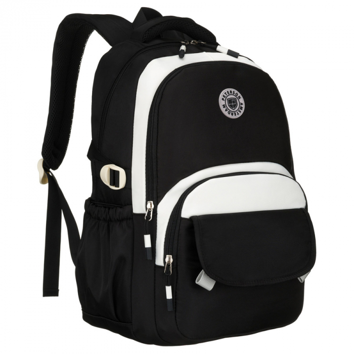 Rucsac școlar pentru copii din poliester, negru, cu compartiment pentru laptop, rezistent la umezeală - Peterson PTR-PTN 8592-1365 BLACK [1]