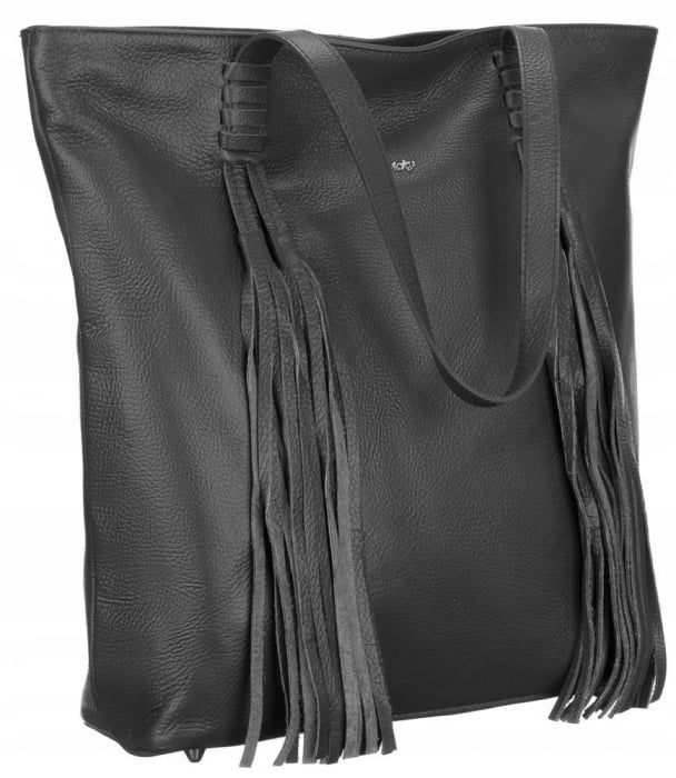 Geantă shopper mare de damă cu franjuri din piele naturala - Rovicky PTR-TWR-164 SZA [2]