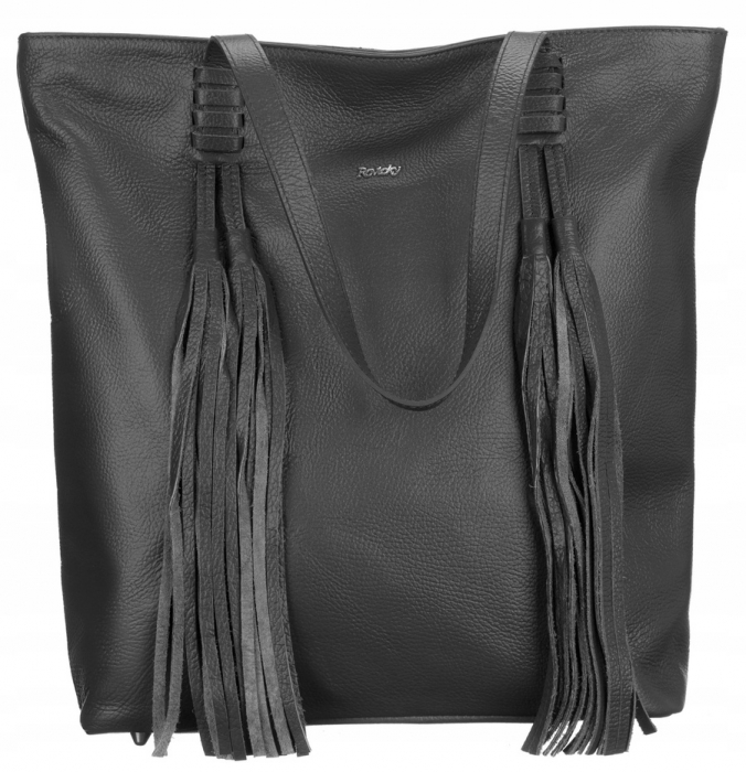 Geantă shopper mare de damă cu franjuri din piele naturala - Rovicky PTR-TWR-164 SZA [3]