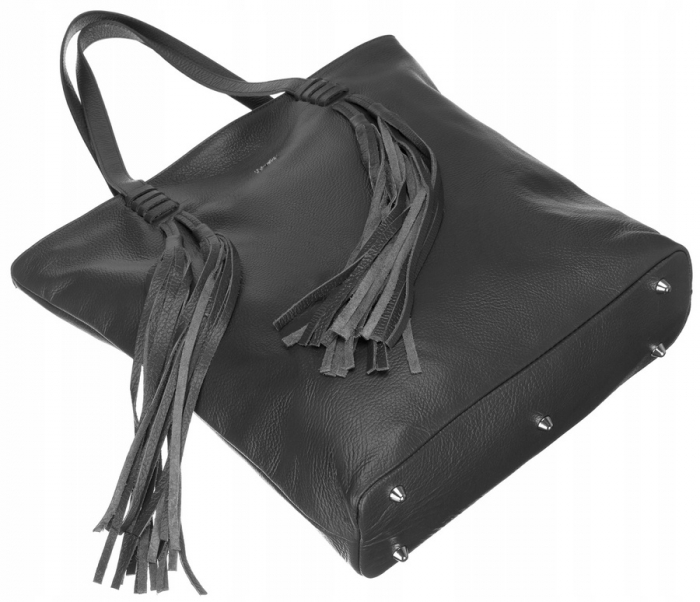 Geantă shopper mare de damă cu franjuri din piele naturala - Rovicky PTR-TWR-164 SZA [8]