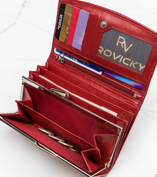 Duży, poziomy skórzany portfel damski z systemem RFID — Cavaldi [6]