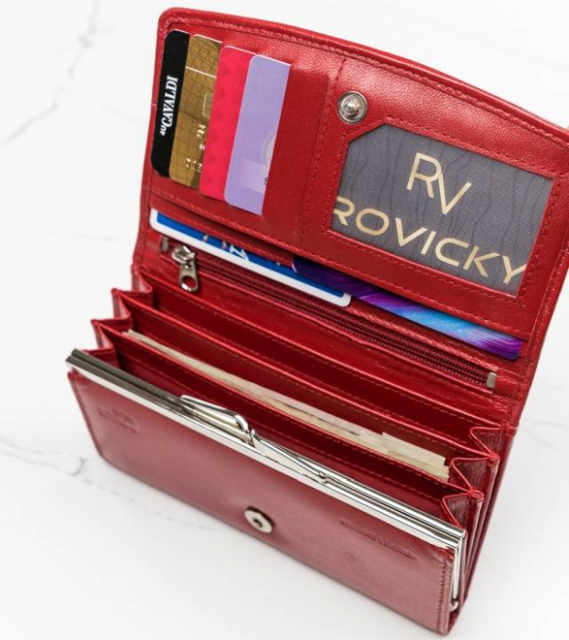 Duży, poziomy skórzany portfel damski z systemem RFID — Cavaldi [5]