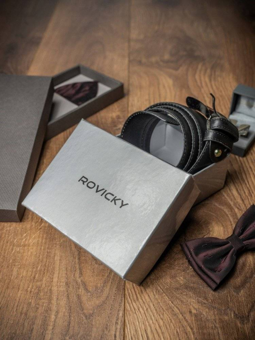Gładki pasek męski z wysokojakościowej połyskującej skóry naturalnej — Rovicky [6]