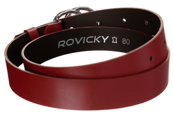 Gładki, skórzany pasek damski ze srebrną, podwójną klamrą — Rovicky [3]