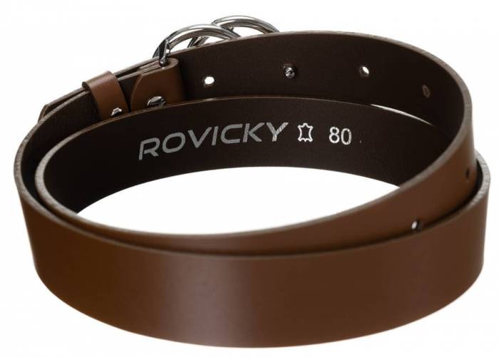 Gładki, skórzany pasek damski ze srebrną, podwójną klamrą — Rovicky [3]