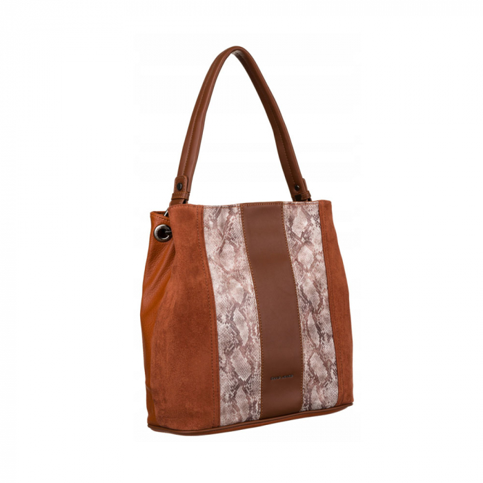 Geanta de dama din piele ecologica cu model de sarpe - David Jones PTR-6885-4 COG [1]