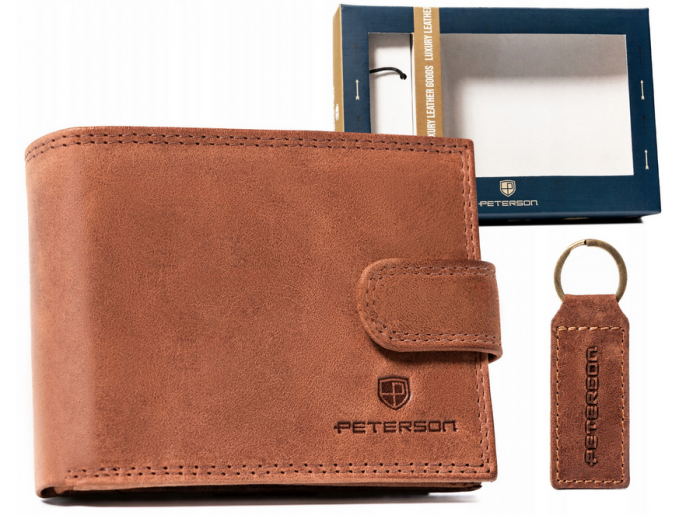 Set cadou portofel barbati din piele naturala si breloc Peterson PTR-PTN SET-M-N003L-CH C [2]