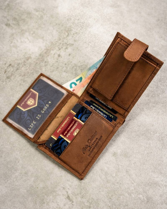 Set cadou portofel barbati din piele naturala si breloc Peterson PTR-PTN SET-M-N003L-CH C [9]