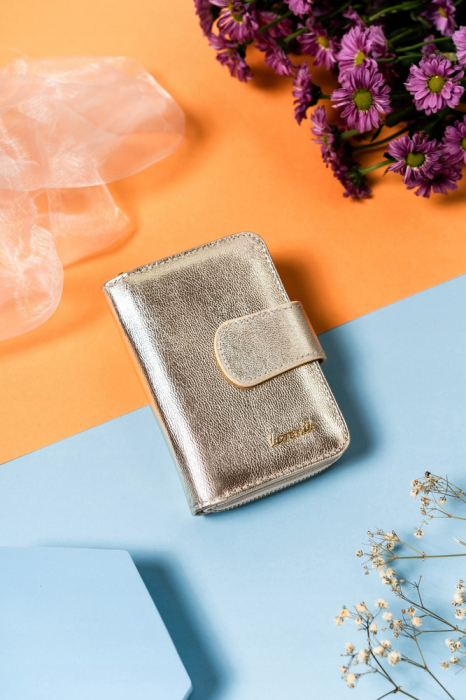 Portofel dama din piele naturala Lorenti PTR-76115-BLA-4676 GOLD [2]