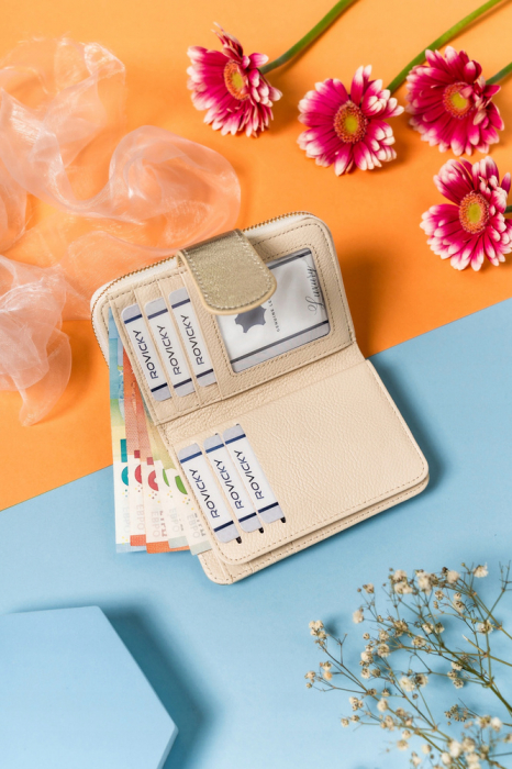 Portofel dama din piele naturala Lorenti PTR-76115-BLA-4676 GOLD [7]