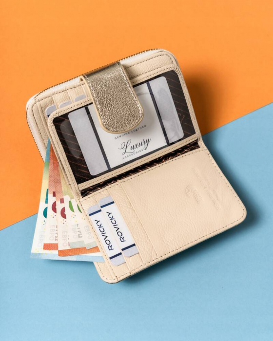 Portofel dama din piele naturala Lorenti PTR-76115-BLA-4676 GOLD [5]