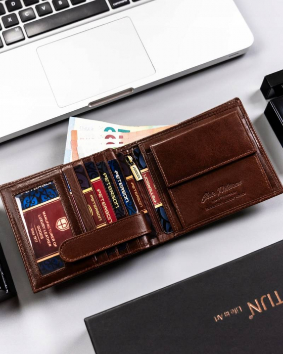 Portofel barbati din piele naturala Peterson PTN 22305-VT BRO [7]