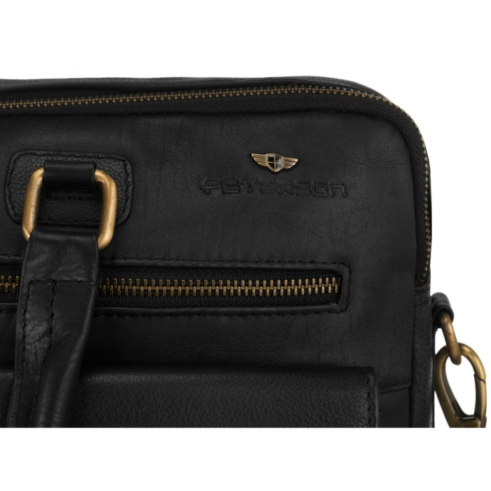 Geantă de laptop pentru bărbați, din piele naturală, de culoare neagră - Peterson PTR-PTN LAP-15601-NDM [10]