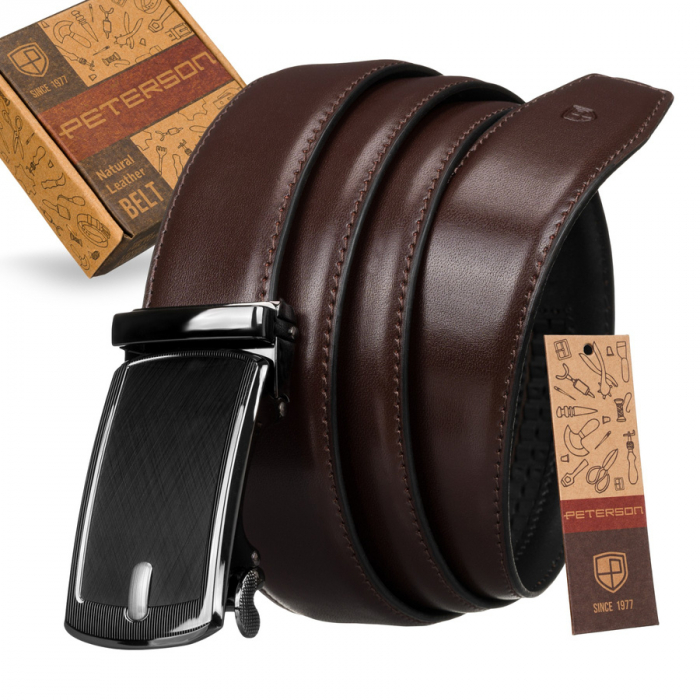 Curea barbati din piele naturala Peterson PTR-PTN AB35 BRO [2]