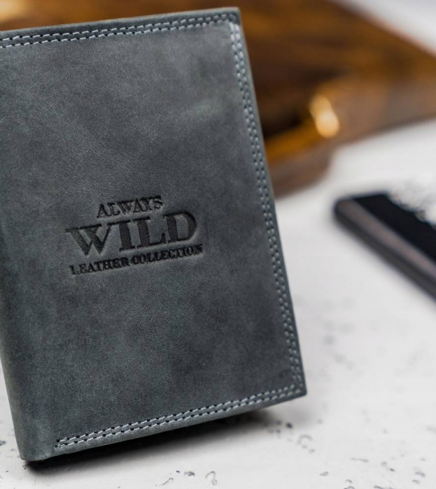 Męski portfel skórzany z zewnętrzną kieszonką do płatności — Always Wild [13]