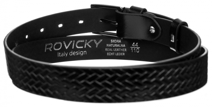 Pasek męski ze skóry naturalnej licowej z plecionym wzorem — Rovicky [3]