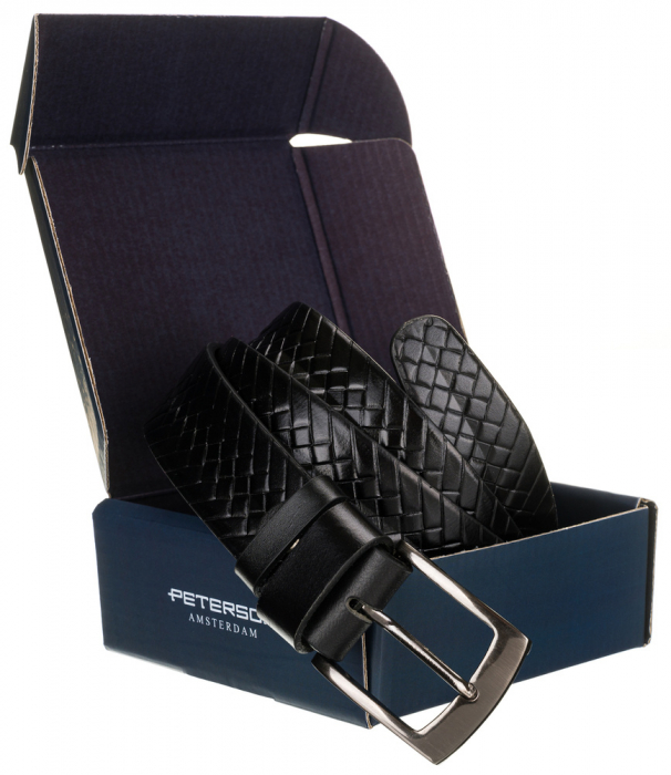 Curea barbati din piele naturala Peterson PTR-PTN PRS-02-G-115-BL [2]