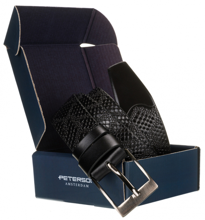 Curea barbati din piele naturala Peterson PTR-PTN PRS-03-G-115-BL [2]