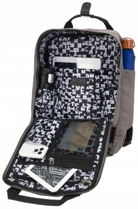 Rucsac de voiaj dama cu spatiu pentru laptop - LuluCastagnette PTR-NONO NOIR/GRIS [5]