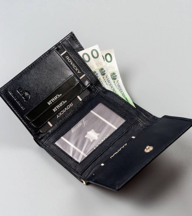 Portfel damski ze skóry naturalnej z portmonetką na bigiel, RFID — Cavaldi [8]