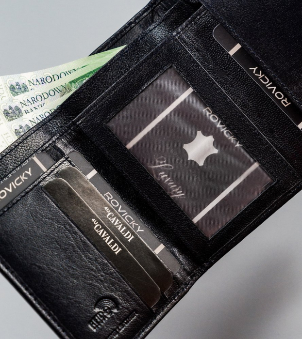 Portfel damski ze skóry naturalnej z portmonetką na bigiel, RFID — Cavaldi [7]