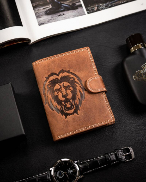 Portofel barbati din piele naturala Always Wild PTR-N4L-CHM-LION-1638 CO [2]